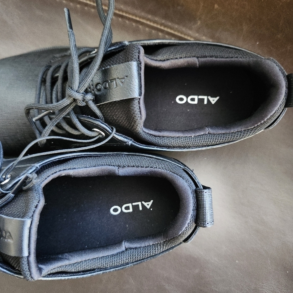 New Aldo Mens Black Oxford Dress Shoes 7.5 Sneakers Work Event Prom - Picture 4 of 7